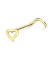 Hollow Flat Heart Silver Curved Nose Stud NSKB-132